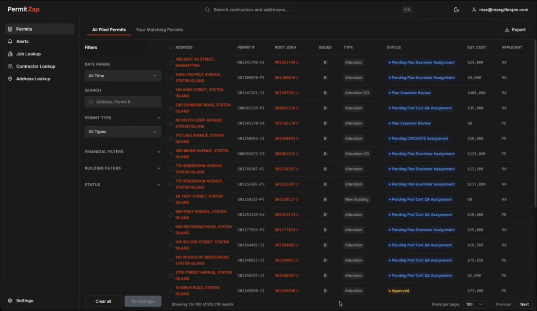 PermitZap search demo